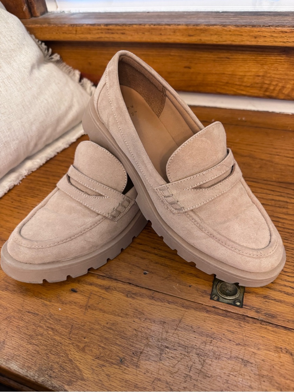 a new day Women's Suede Penny Loafers in Taupe
